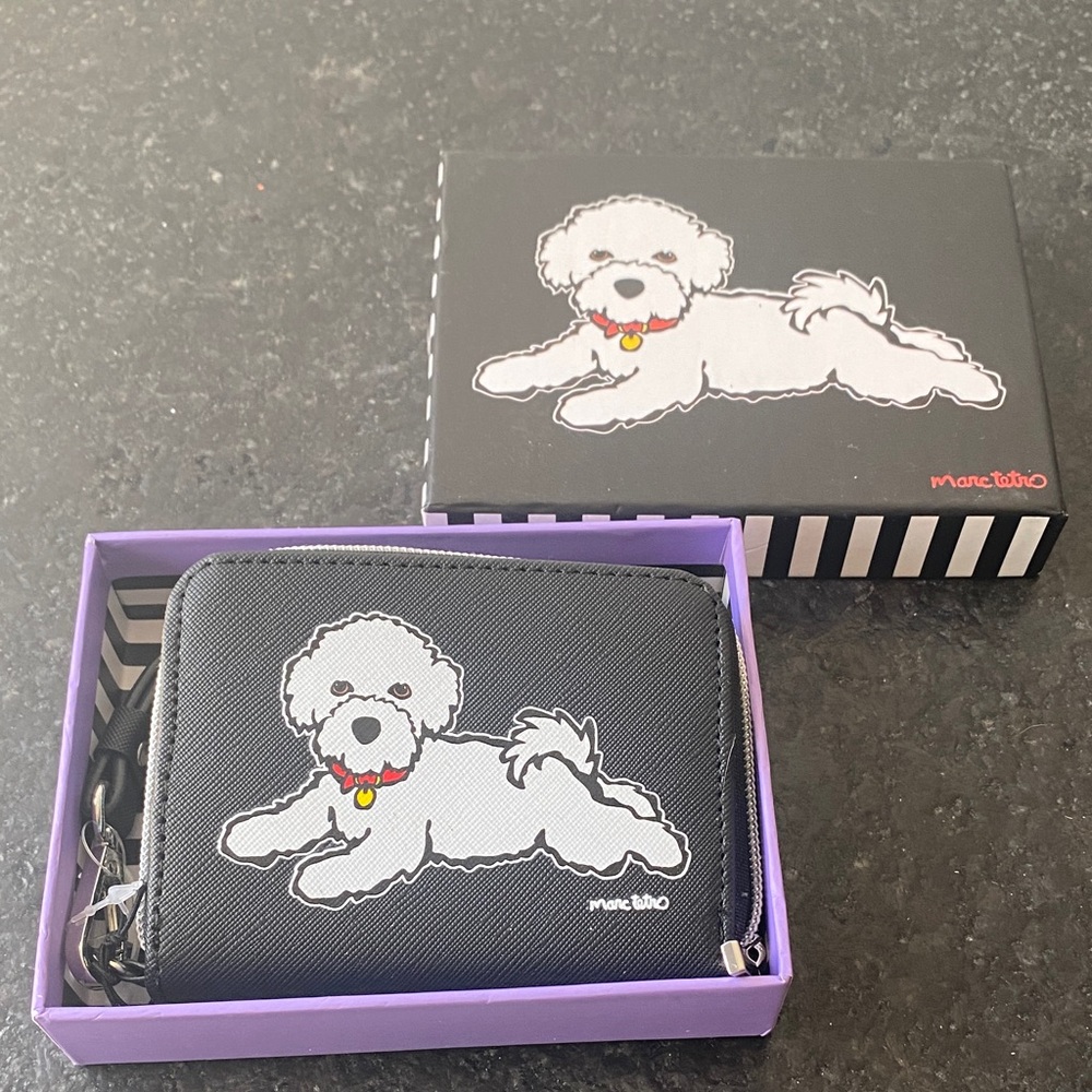NIB Marc Tetro Bichon Frise wristlet.